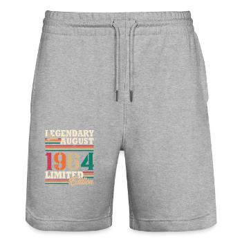 Vintage 1964 Août Cadeau Anniversaire Rétro - Short de jogging bio TRAINER Stanley/Stella unisexe - gris chiné - Devant - Nik (191cm) & Marisol (170cm)