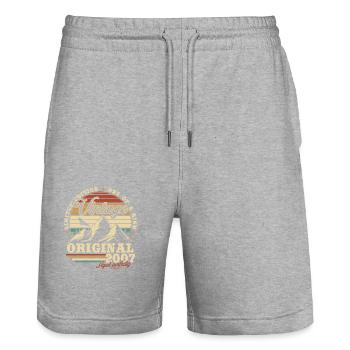 Vintage 2007 Original Birthday Gift - Stanley/Stella Trainer Unisex Organic Jogging Shorts - heather grey - Front - Nik (191cm) & Marisol (170cm)