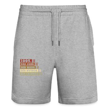 Vintage Born 1995 Man Myth Legend - Stanley/Stella Trainer Unisex Organic Jogging Shorts - heather grey - Front - Nik (191cm) & Marisol (170cm)