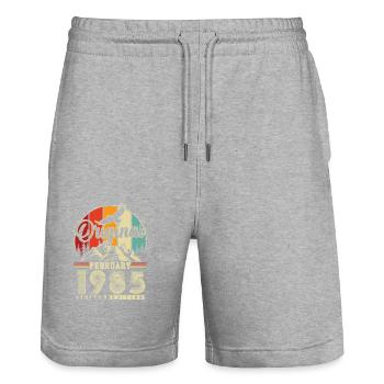 Original Février 1985 Vintage Anniversaire - Short de jogging bio TRAINER Stanley/Stella unisexe - gris chiné - Devant - Nik (191cm) & Marisol (170cm)