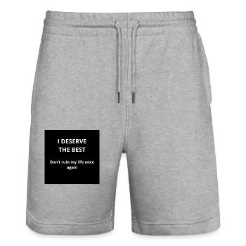 I deserve the best - Stanley/Stella Trainer Unisex Organic Jogging Shorts - heather grey - Front - Nik (191cm) & Marisol (170cm)