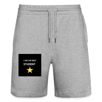 Best student - Stanley/Stella Trainer Unisex Organic Jogging Shorts - heather grey - Front - Nik (191cm) & Marisol (170cm)