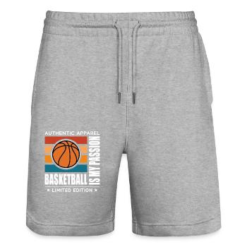 Basketball is my Passion - Stanley/Stella Unisex Bio Joggingshorts Trainer  - Grau meliert - Vorne - Nik (191cm) & Marisol (170cm)
