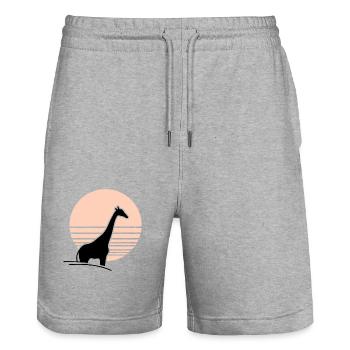 Giraffe vor Sonne - Stanley/Stella Unisex Bio Joggingshorts Trainer  - Grau meliert - Vorne - Nik (191cm) & Marisol (170cm)