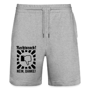 Rechtsrock? Nein, Danke! (Strahlen / Black) - Stanley/Stella Unisex Bio Joggingshorts Trainer  - Grau meliert - Vorne - Nik (191cm) & Marisol (170cm)