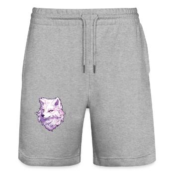 Wolf Anime - Stanley/Stella Trainer Unisex Organic Jogging Shorts - heather grey - Front - Nik (191cm) & Marisol (170cm)