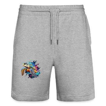 Turtle - Stanley/Stella Trainer Unisex Organic Jogging Shorts - heather grey - Front - Nik (191cm) & Marisol (170cm)
