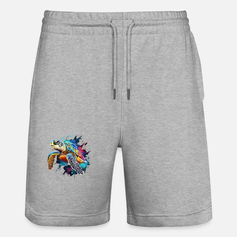 Turtle - Stanley/Stella Trainer Unisex Organic Jogging Shorts - heather grey