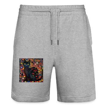 schwarze katze, katzen, bunt, tier, geschenk - Stanley/Stella Unisex Bio Joggingshorts Trainer  - Grau meliert - Vorne - Nik (191cm) & Marisol (170cm)