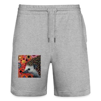 igel, bunt, tier, geschenk, geschenkidee - Stanley/Stella Unisex Bio Joggingshorts Trainer  - Grau meliert - Vorne - Nik (191cm) & Marisol (170cm)