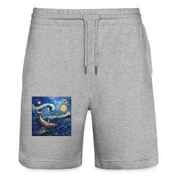 Wal Fisch Van Gogh - Stanley/Stella Unisex Bio Joggingshorts Trainer  - Grau meliert - Vorne - Nik (191cm) & Marisol (170cm)
