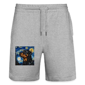 rottweiler, dog, van gogh, starry night - Stanley/Stella Trainer Unisex Organic Jogging Shorts - heather grey - Front - Nik (191cm) & Marisol (170cm)