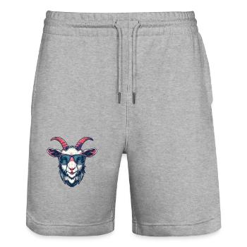 Ziege, Goat, Sonnenbrille, geschenk - Stanley/Stella Unisex Bio Joggingshorts Trainer  - Grau meliert - Vorne - Nik (191cm) & Marisol (170cm)