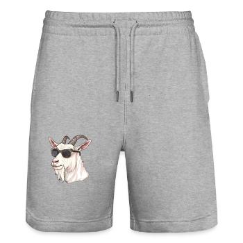 Ziege, Goat, Sonnenbrille, geschenk - Stanley/Stella Unisex Bio Joggingshorts Trainer  - Grau meliert - Vorne - Nik (191cm) & Marisol (170cm)
