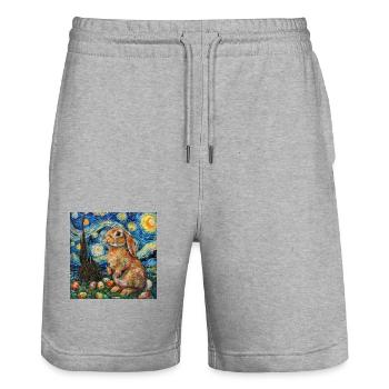 Easter Bunny, Easter, Bunny - Stanley/Stella Trainer Unisex Organic Jogging Shorts - heather grey - Front - Nik (191cm) & Marisol (170cm)