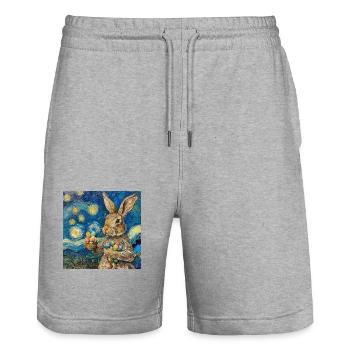 easter bunny, easter, bunny, happy easter, easter eggs - Stanley/Stella Trainer Unisex Organic Jogging Shorts - heather grey - Front - Nik (191cm) & Marisol (170cm)