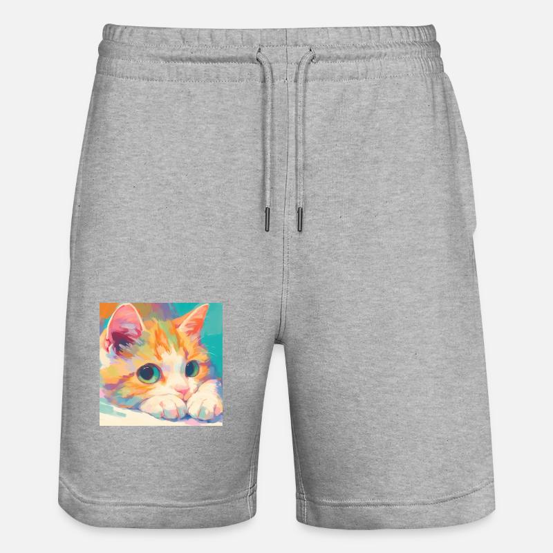 Chat, Motif De Chat - Short de jogging bio TRAINER Stanley/Stella unisexe - gris chiné