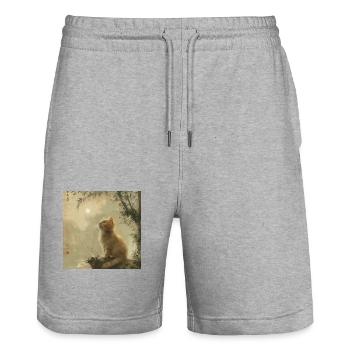 Chat, Motif De Chat - Short de jogging bio TRAINER Stanley/Stella unisexe - gris chiné - Devant - Nik (191cm) & Marisol (170cm)