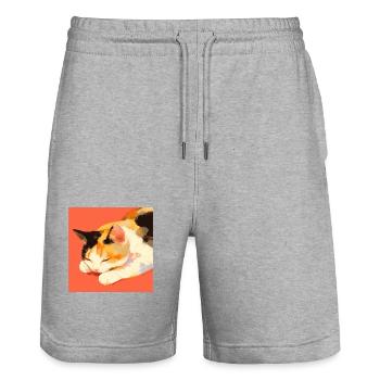 Cat, Cat Motif - Stanley/Stella Trainer Unisex Organic Jogging Shorts - heather grey - Front - Nik (191cm) & Marisol (170cm)