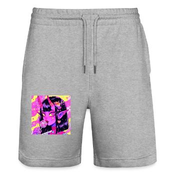 anime, demon girl, waifu, japan - Stanley/Stella Unisex Bio Joggingshorts Trainer  - Grau meliert - Vorne - Nik (191cm) & Marisol (170cm)