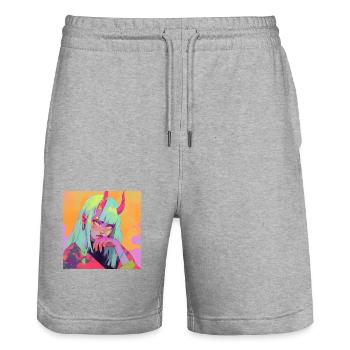 anime, demon girl, waifu, japan - Stanley/Stella Unisex Bio Joggingshorts Trainer  - Grau meliert - Vorne - Nik (191cm) & Marisol (170cm)