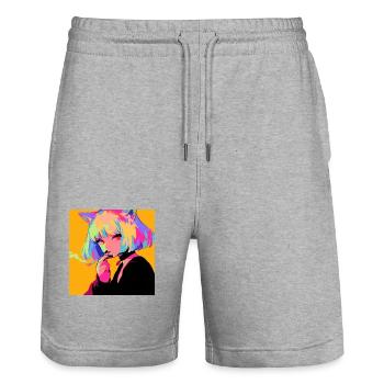 anime, cat girl, waifu, japan - Stanley/Stella Unisex Bio Joggingshorts Trainer  - Grau meliert - Vorne - Nik (191cm) & Marisol (170cm)