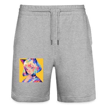 anime, cat girl, waifu, japan - Stanley/Stella Unisex Bio Joggingshorts Trainer  - Grau meliert - Vorne - Nik (191cm) & Marisol (170cm)