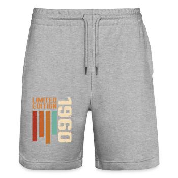 Vintage 1960's Retro 1960's Birthday Gift - Stanley/Stella Trainer Unisex Organic Jogging Shorts - heather grey - Front - Nik (191cm) & Marisol (170cm)