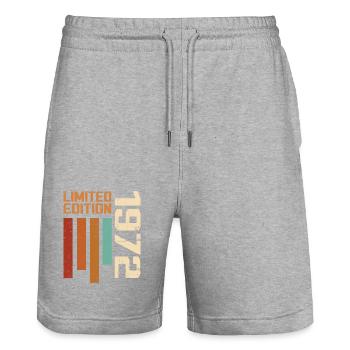 Vintage 1972 Retro 1972 Birthday Gift - Stanley/Stella Trainer Unisex Organic Jogging Shorts - heather grey - Front - Nik (191cm) & Marisol (170cm)