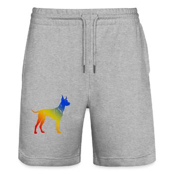Doberman Hund Bunt - Stanley/Stella Unisex Bio Joggingshorts Trainer  - Grau meliert - Vorne - Nik (191cm) & Marisol (170cm)