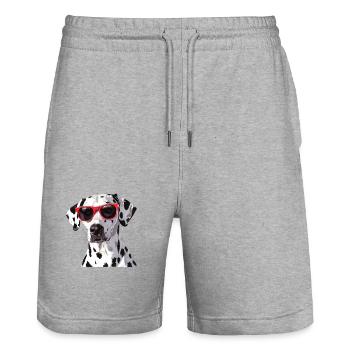 Dalmatien, chien, lunettes de soleil, été - Short de jogging bio TRAINER Stanley/Stella unisexe - gris chiné - Devant - Nik (191cm) & Marisol (170cm)
