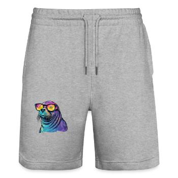 Seal Sea Lion Sunglasses - Stanley/Stella Trainer Unisex Organic Jogging Shorts - heather grey - Front - Nik (191cm) & Marisol (170cm)