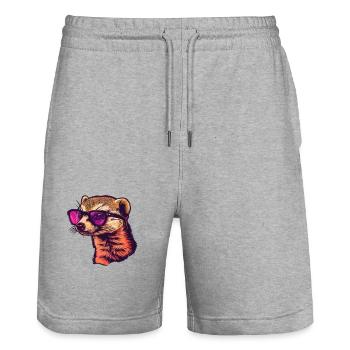Mangouste, mangouste, lunettes de soleil, été, cadeau - Short de jogging bio TRAINER Stanley/Stella unisexe - gris chiné - Devant - Nik (191cm) & Marisol (170cm)