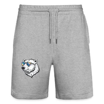 Polar Bear Funny Summer Sun - Stanley/Stella Trainer Unisex Organic Jogging Shorts - heather grey - Front - Nik (191cm) & Marisol (170cm)