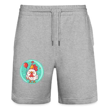 Hahn Geburtstag Baby - Stanley/Stella Unisex Bio Joggingshorts Trainer  - Grau meliert - Vorne - Nik (191cm) & Marisol (170cm)