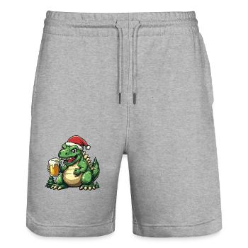 Dinosaurier stegosaurus Bier Xmas Weihnachten - Stanley/Stella Unisex Bio Joggingshorts Trainer  - Grau meliert - Vorne - Nik (191cm) & Marisol (170cm)