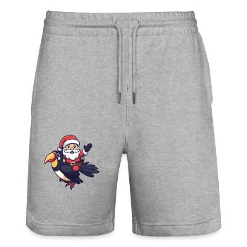 Toucan Bird Santa Claus - Stanley/Stella Trainer Unisex Organic Jogging Shorts - heather grey - Front - Nik (191cm) & Marisol (170cm)