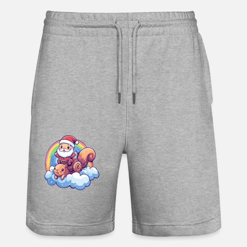Écureuil Père Noël Arc-en-ciel - Short de jogging bio TRAINER Stanley/Stella unisexe - gris chiné