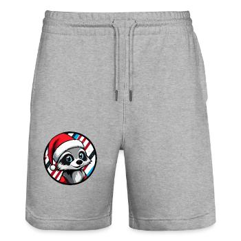 Waschbär Weihnachten X-Mas - Stanley/Stella Unisex Bio Joggingshorts Trainer  - Grau meliert - Vorne - Nik (191cm) & Marisol (170cm)
