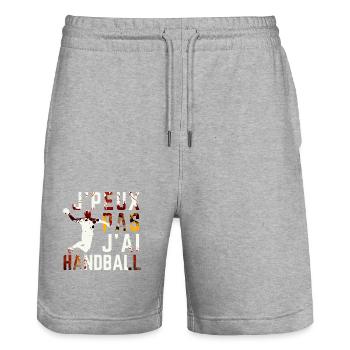 J'peux pas j'ai handball - Short de jogging bio TRAINER Stanley/Stella unisexe - gris chiné - Devant - Nik (191cm) & Marisol (170cm)