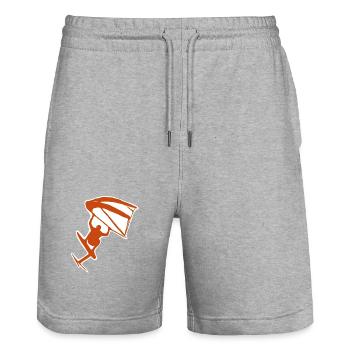 Wing Label - Stanley/Stella Unisex Bio Joggingshorts Trainer  - Grau meliert - Vorne - Nik (191cm) & Marisol (170cm)