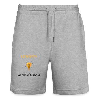 Logisch hier gar nichts. Cooler Spruch - Stanley/Stella Unisex Bio Joggingshorts Trainer  - Grau meliert - Vorne - Nik (191cm) & Marisol (170cm)
