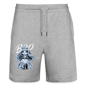 Kawaii Anime Mädchen Geist - Stanley/Stella Unisex Bio Joggingshorts Trainer  - Grau meliert - Vorne - Nik (191cm) & Marisol (170cm)
