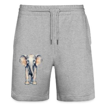 Éléphant avec des bottes colorées - Short de jogging bio TRAINER Stanley/Stella unisexe - gris chiné - Devant - Nik (191cm) & Marisol (170cm)
