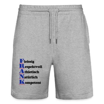 Frank , Vorname,Namensschild,Name,Fun Shirt (25) - Stanley/Stella Unisex Bio Joggingshorts Trainer  - Grau meliert - Vorne - Nik (191cm) & Marisol (170cm)