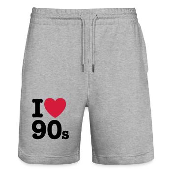J'aime 90 - Short de jogging bio TRAINER Stanley/Stella unisexe - gris chiné - Devant - Nik (191cm) & Marisol (170cm)