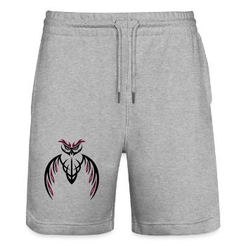 Tribal Eule, tattoo owl - Stanley/Stella Unisex Bio Joggingshorts Trainer  - Grau meliert - Vorne - Nik (191cm) & Marisol (170cm)