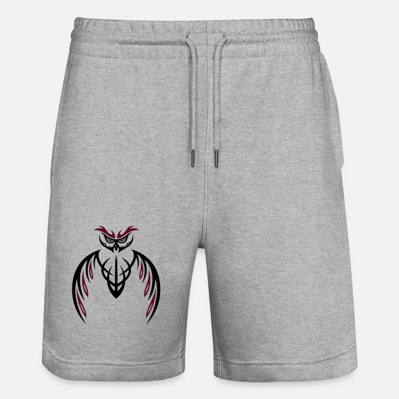 Tribal Eule, tattoo owl - Stanley/Stella Unisex Bio Joggingshorts Trainer  - Grau meliert