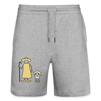 schaefer schafe tier beruf - Stanley/Stella Unisex Bio Joggingshorts Trainer  - Grau meliert - Vorne - Nik (191cm) & Marisol (170cm)