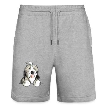 Happy Bearded Collie - Stanley/Stella Unisex Bio Joggingshorts Trainer  - Grau meliert - Vorne - Nik (191cm) & Marisol (170cm)
